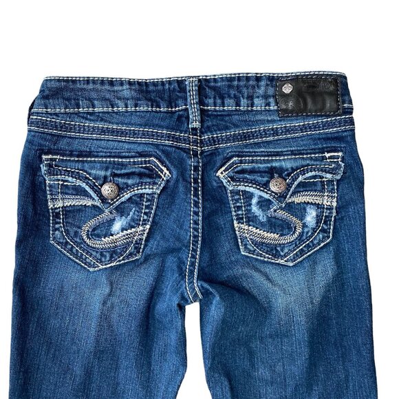 Silver Jeans Aiko Bootcut Women's 26x39 Dark Wash Blue Stretch Denim Low Rise - Picture 5 of 8